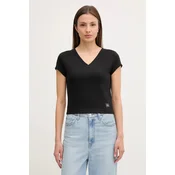 Kratka majica Calvin Klein Jeans ženska, črna barva, LV047C910G