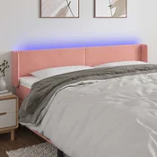 vidaXL LED posteljno vzglavje roza 183x16x78/88 cm žamet