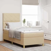 vidaXL vidaXL Box Spring postelja z vzmetnico krem enojna tkanina, (22081233)