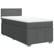 Vidaxl Box spring postelja z vzmetnico temno siva 100x200 cm blago
