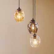 EMIBIG LIGHTING Stropna svetilka Starla, steklo grafit/jantar/prozorno, 3-krilna, okrogla - Dnevna soba/jedilnica - Sodobni - črna, grafitna, jantar, prosojna