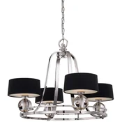 Casa Padrino luxury Art Deco LED chandelier silver/black A� 77.5 x H. 57.2 cm - Round metal chandelier with lampshades - Living room chandelier - Art Deco lights - Luxury lights