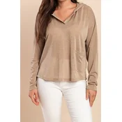 Plus size majica z žepom, bež