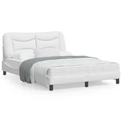 shumee vidaXL Posteljni okvir LED bel 140x190 cm umetno usnje