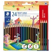 Barvni svinčniki, komplet, šesterokotni, STAEDTLER Noris Colour 185, 20 + 4 različne barve, 24 kosov