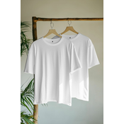 Trendyol White-White Oversize 2 Pack Basic 100% Cotton T-Shirt