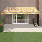 Automatska tenda na uvlacenje žuto-bijela 5 x 3 m
