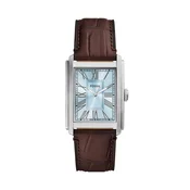 FOSSIL Analogna ura CARRAWAY pastelno modra/čokolada/srebrna