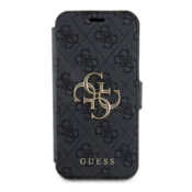 Maska Guess Bk Pu leather 4G Metal Logo za iPhone 15 siva