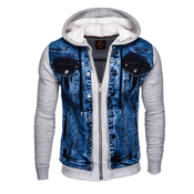 OMBRE Moška džins jakna C322 denim/siva MDN11454 XXL