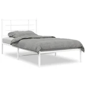 Vidaxl Kovinski posteljni okvir z vzglavjem bel 100x190 cm