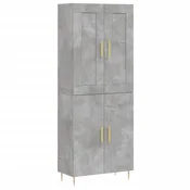 Vidaxl Visoka komoda betonsko siva 69,5x34x180 cm inženirski les