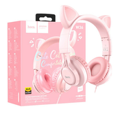 Hoco slušalice sa mikrofonom, 3.5mm utikač, 1.2m kabel - W36 slušalice Mačje uši,Pink