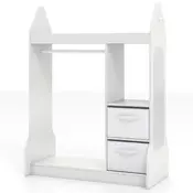 Northix Otroška garderobna omara z ogledalom, bela, 107 cm, MDF in borov les