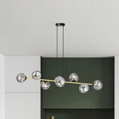 EMIBIG LIGHTING Visoka svetilka Glassy, črna/zlata/grafitna, 140 cm, 8-žarčna - Dnevna soba/jedilnica - Sodobni - črna, zlata, dimno siva - Steklo