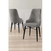 Hanah Home Set stolica Neta, 46x95x42 cm, 6 komada, Sivo-crne