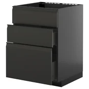 METOD / KNIVSHULT Pod.element sudop. i 3front/2fioke, Crnosiva/Upplöv boja antracita, mat, 60x60 cm