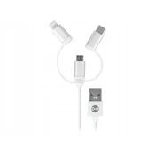 shumee Kabel Forever 3v1 USB - Lightning + USB-C + microUSB 1,0 m 1,5A bel
