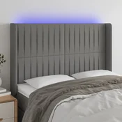 Vidaxl vidaXL Vzglavje postelje z LED diodo temno sivo 147x16x118/128 cm blago