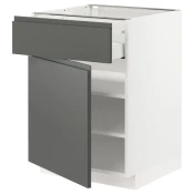 METOD / MAXIMERA Podni element s fiokom/vratima, bela/Voxtorp tamnosiva, 60x60 cm