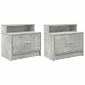 Vidaxl Nočne omarice s predalom 2 kosa betonsko siva 51x31x47 cm