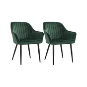 Songmics Set 2 jedilnih stolov 625x60x85 cm zeleni oblazinjeni