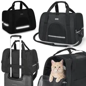 ŽAGATTO ŽAGAtto Črn TRANSPORTER za živali, ODSEVNA potovalna torba ZA PSA 51x36x28 cm