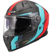 Motociklisticka kaciga koja pokriva cijelo lice LS2 FF811 Vector II C Grid crveno-tirkizna