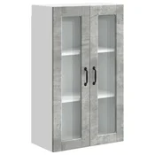 Vidaxl Stenski stekleni omarica PORTO Betonsko siva 60 x 31 x 100 cm
