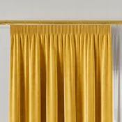VELVI zavesa z nabiralnim trakom, žamet, rumena, gladka, 140x250 cm