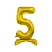 GoDan Folijski balon številke s stojeca 5 - zlato - 74 cm