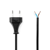 Nedis Napajalni kabel Euro Man Odpri Naravnost Naravnost Ponikljano 3 00 m Stanovanje PVC Črna Oznaka