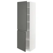 METOD Visoki element s policama/2 vrata, bela/Voxtorp tamnosiva, 60x60x200 cm