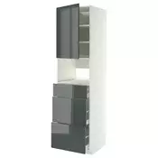 METOD / MAXIMERA Visoki element za ugradb uredaje, bijela/Kallarp tamno sivo-zelena visokog sjaja, 60x60x220 cm