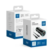 Blue Star Avtomobilski polnilnik Blue Star USB-C + USB-A QC3.0 PD AFC PPS 3A 25 W + kabel USB-C na Lightning, črn