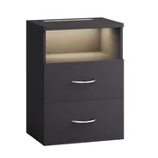 Northix Nočna omarica z LED lučko, antracitna, 55x40x28 cm
