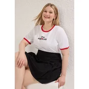 Trendyol Curve White Crew Neck Basic Fit Los Angeles Printed 100% Cotton Plus Size Knitted T-shirt