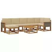 Set vanjskih sofa s jastukom 8 pcs Prirodna i bež Poliester