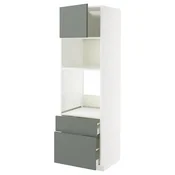 METOD/MAXIMERA Visoka omara za vgrad gspd aparate, bela/Nickebo mat sivo-zelena, 60x60x200 cm
