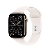 Apple Watch Series 11 GPS + Cellular 46mm Gold Titanium Case with Light Blush Sport Band - S/M