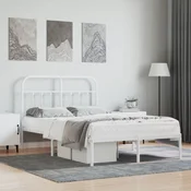 shumee vidaXL Kovinski posteljni okvir z vzglavjem bel 120x200 cm