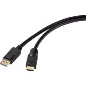 Renkforce Renkforce DisplayPort / HDMI adapterski kabel DisplayPort vtič\, HDMI-A vtič 7.50 m črna RF-4581868 DisplayPort kabel, (20415317)