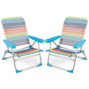 COSTWAY Komplet plažnih stolov Plažni stoli z nastavljivim naslonom 2 kosa, (5000007062)
