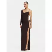 Elisabetta Franchi Večerna obleka AB-R47-62E2-V520 Rjava Slim Fit