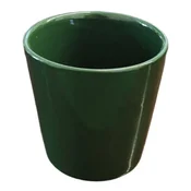 Polnix Keramični cvetlični lonček s pokrovom 15 cm, klasičen, TEMNO ZELEN, gladek