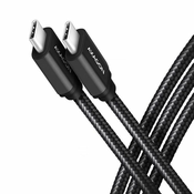 AXAGON bucm2-cm25ab kabel usb-c - usb-c, 2,5 m, 5a, aluminijast, 240 W, oplot, usb2.0