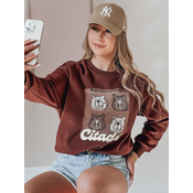 Bluza damska oversize z misiami MISOBEARS bordowa Dstreet