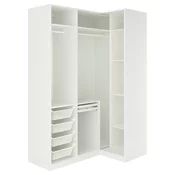 PAX / FYRUDDEN Ugaoni garderober, bela/plava, 161/111x236 cm