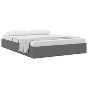 Krevet s od storage s pohranom Tamnosiva 153 x 203 cm Tkanina