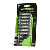 shumee 20 kosov močnih alkalnih baterij, velik komplet Videx AA LR6 1,5 V 2600 mAh